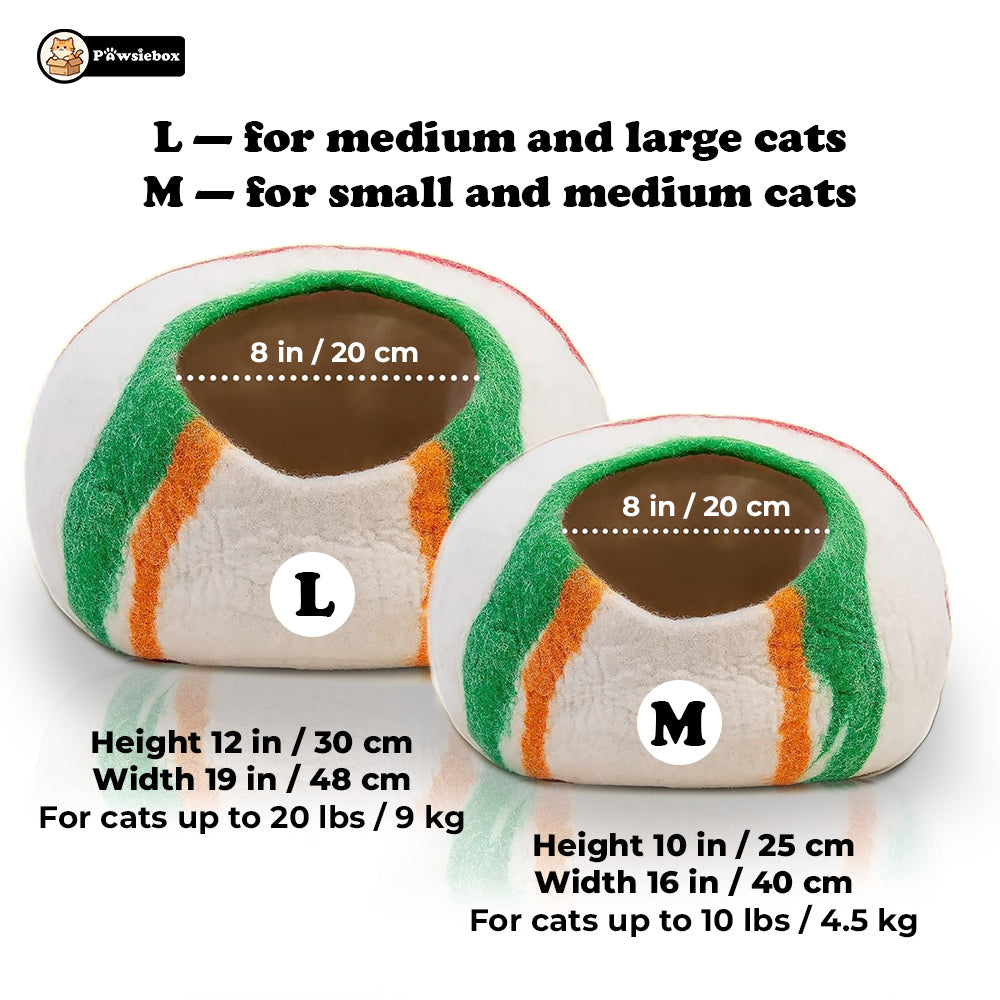PawsieBox "Nimbus" Wool Felt Cat Cave