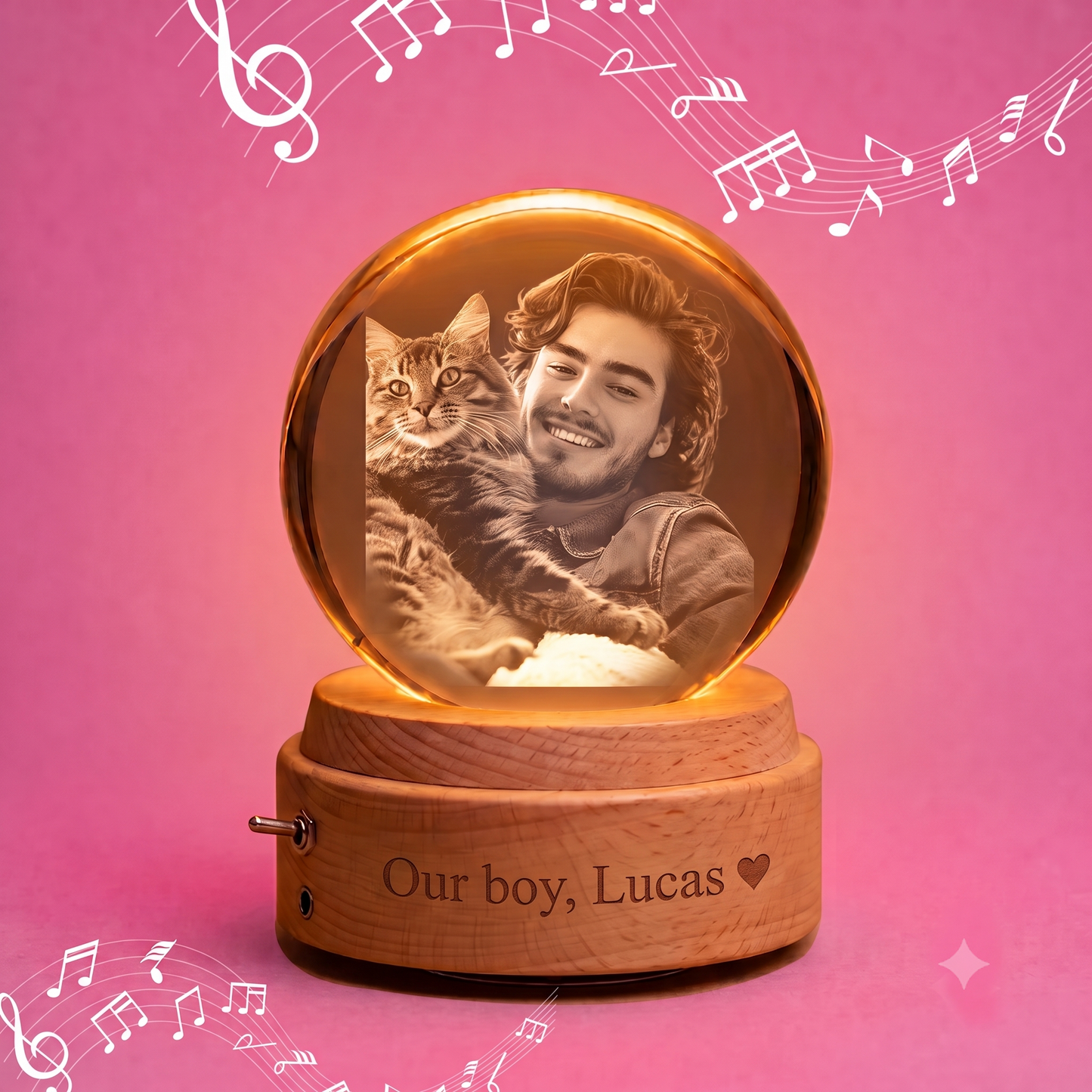 Pawsiebox "Aria" Personalized 3D Laser Engraved Crystal Ball