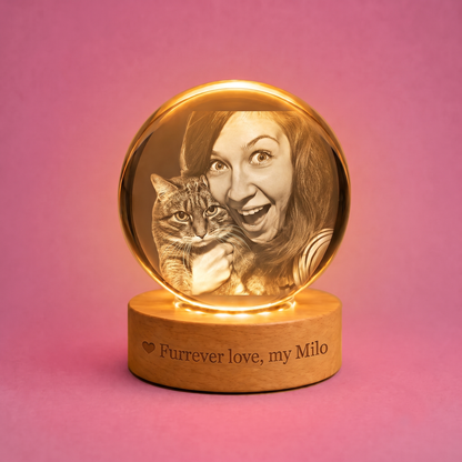 Pawsiebox "Aria" Personalized 3D Laser Engraved Crystal Ball