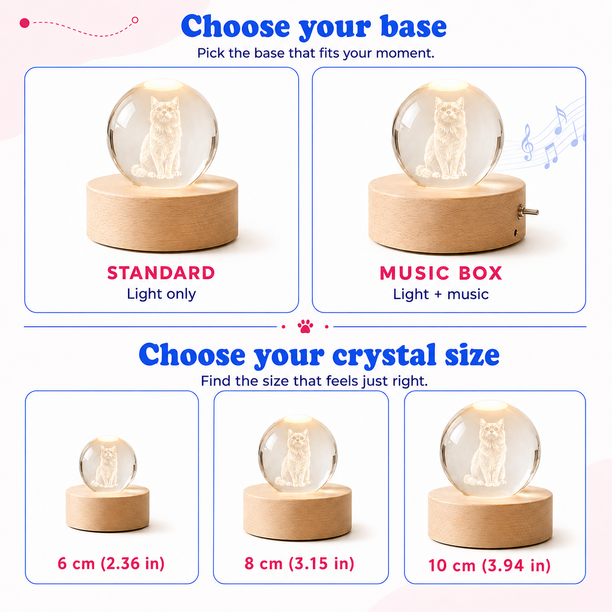 Pawsiebox "Aria" Personalized 3D Laser Engraved Crystal Ball