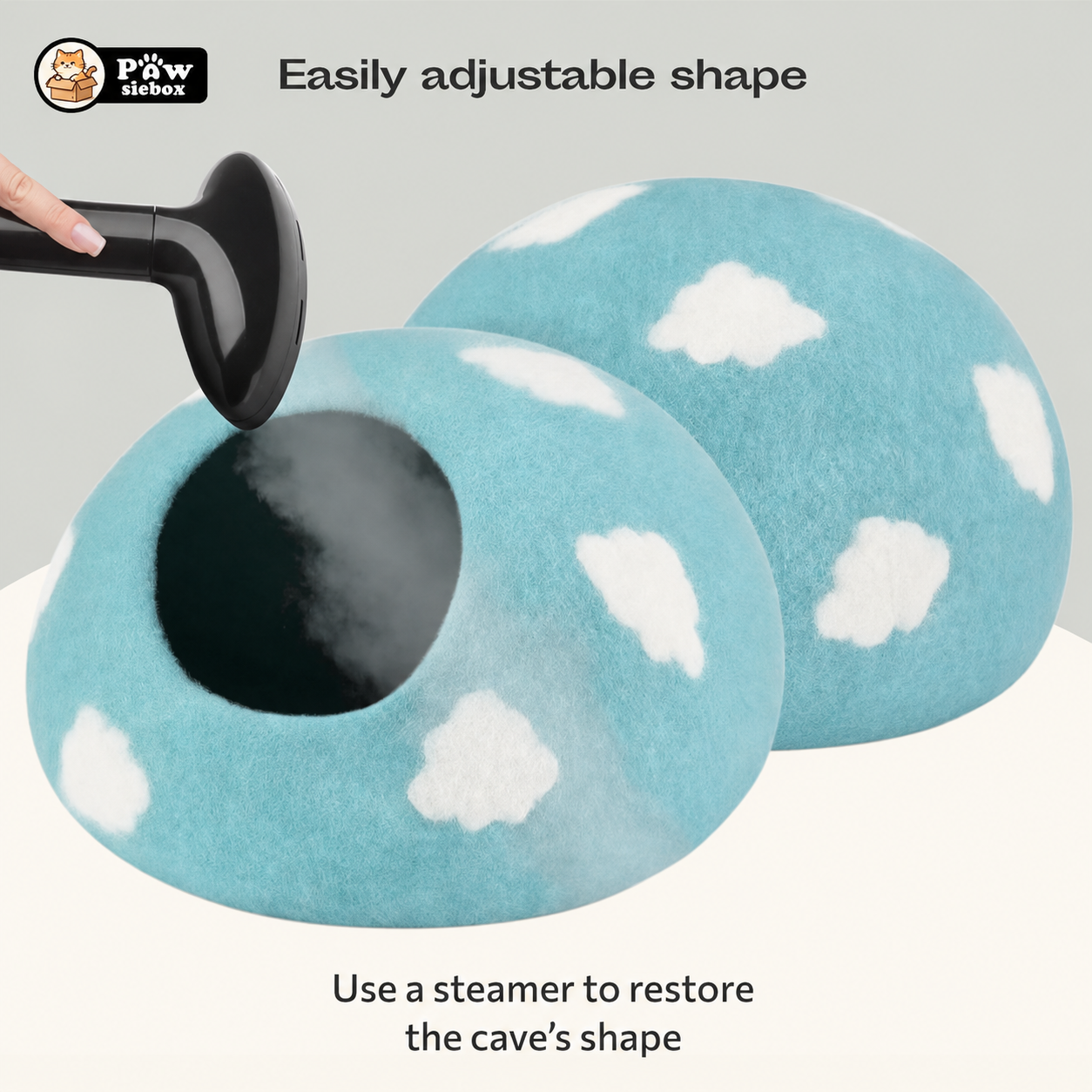 PawsieBox "Nimbus" Wool Felt Cat Cave