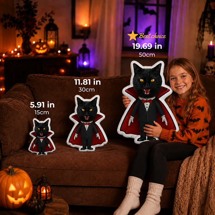 Personalized Pillow Halloween Costume Cat Photo
