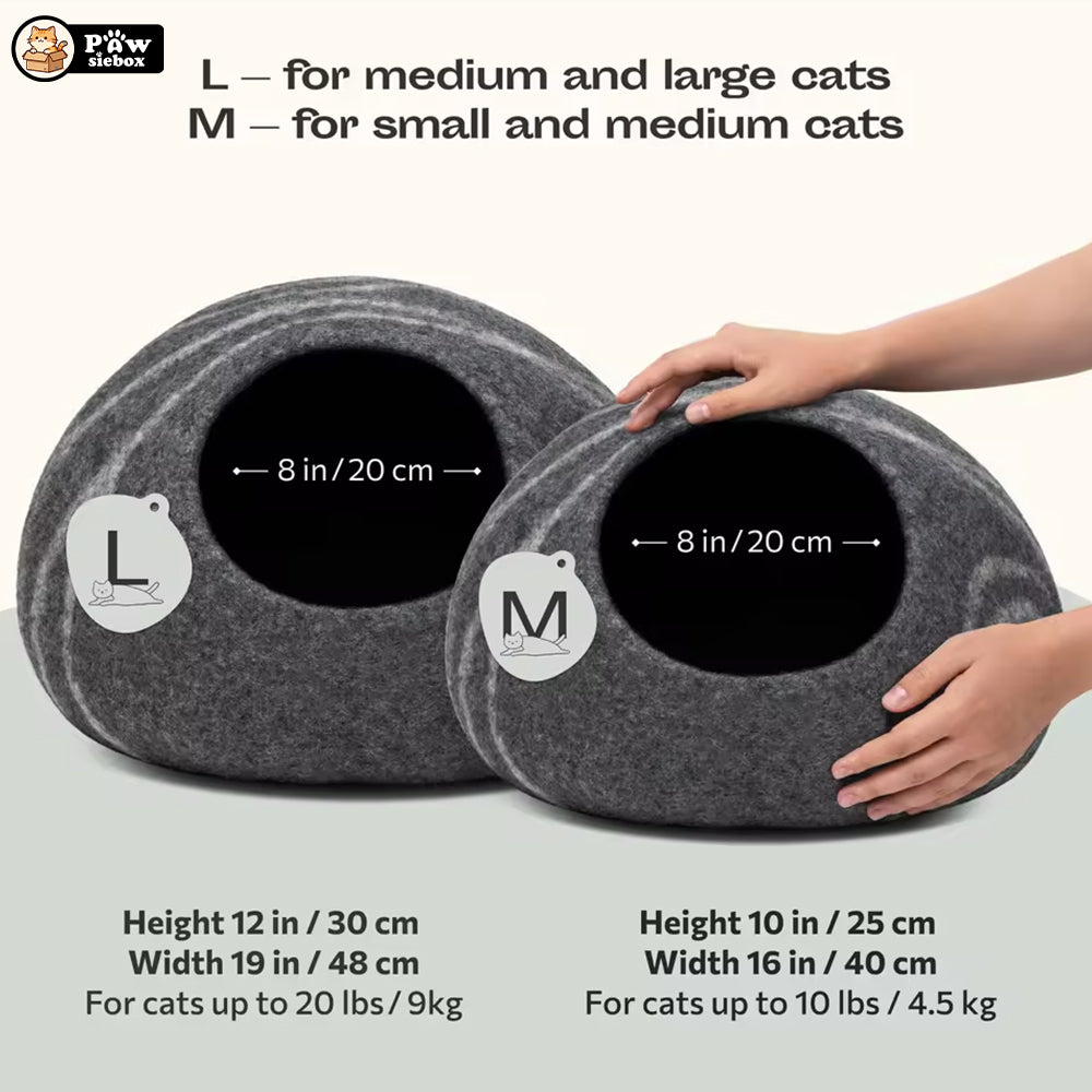 PawsieBox "Nimbus" Wool Felt Cat Cave