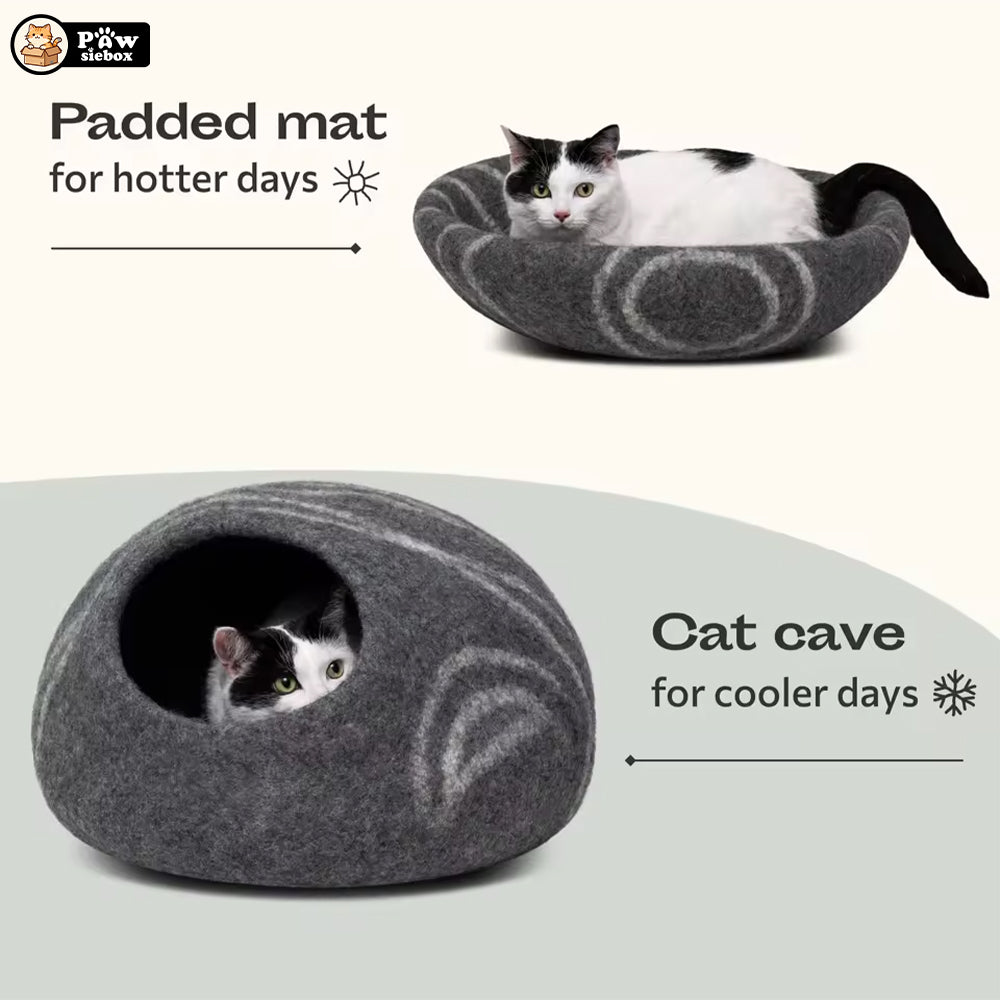PawsieBox "Nimbus" Wool Felt Cat Cave