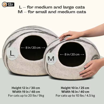 PawsieBox "Nimbus" Wool Felt Cat Cave