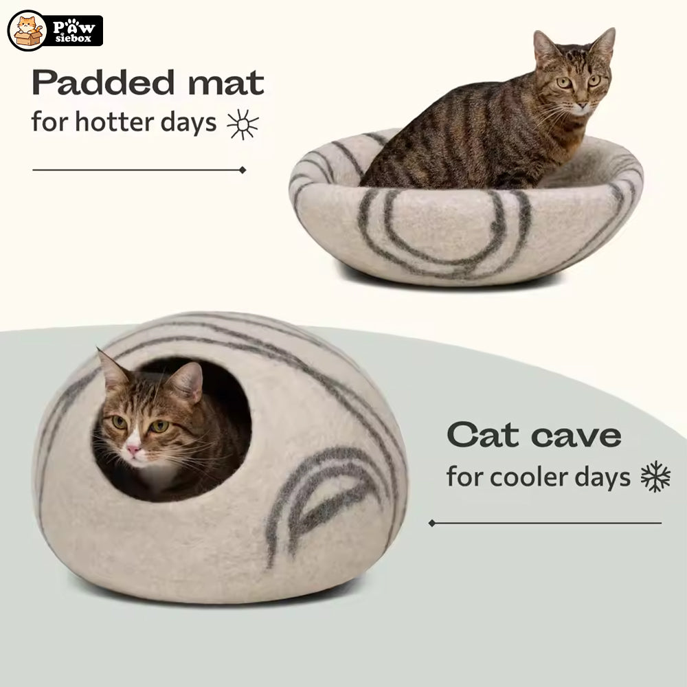 PawsieBox "Nimbus" Wool Felt Cat Cave
