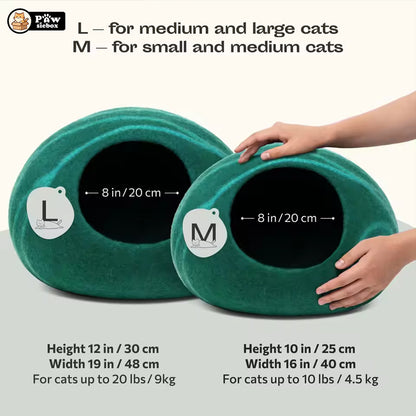 PawsieBox "Nimbus" Wool Felt Cat Cave