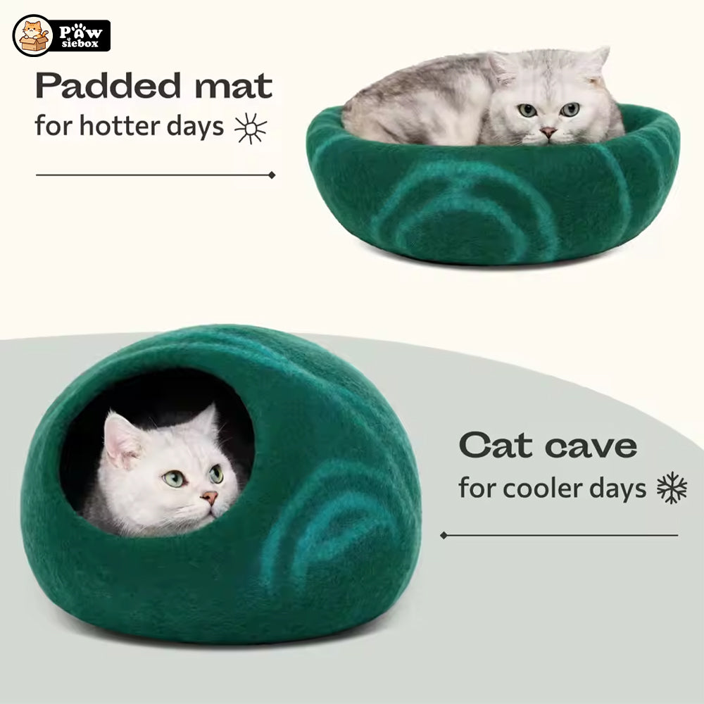 PawsieBox "Nimbus" Wool Felt Cat Cave
