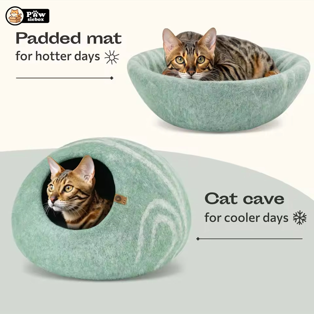 PawsieBox "Nimbus" Wool Felt Cat Cave
