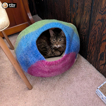 PawsieBox "Nimbus" Wool Felt Cat Cave