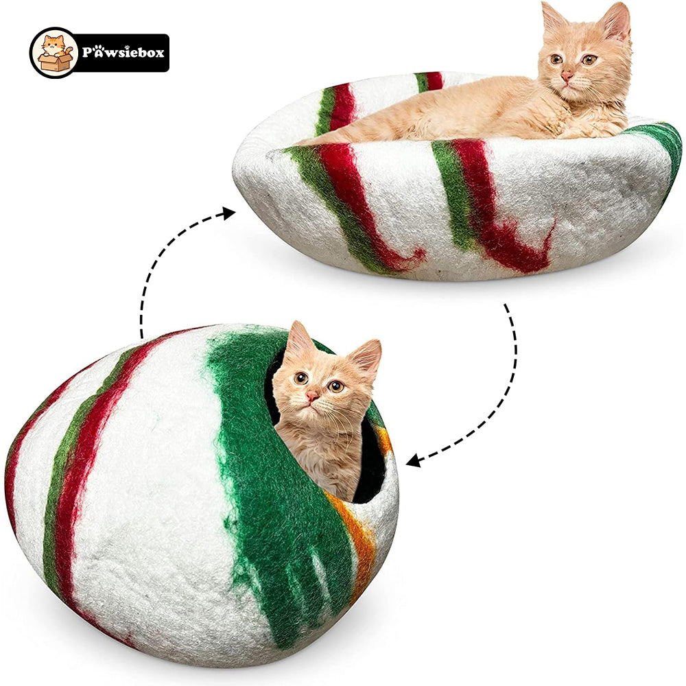 PawsieBox "Nimbus" Wool Felt Cat Cave