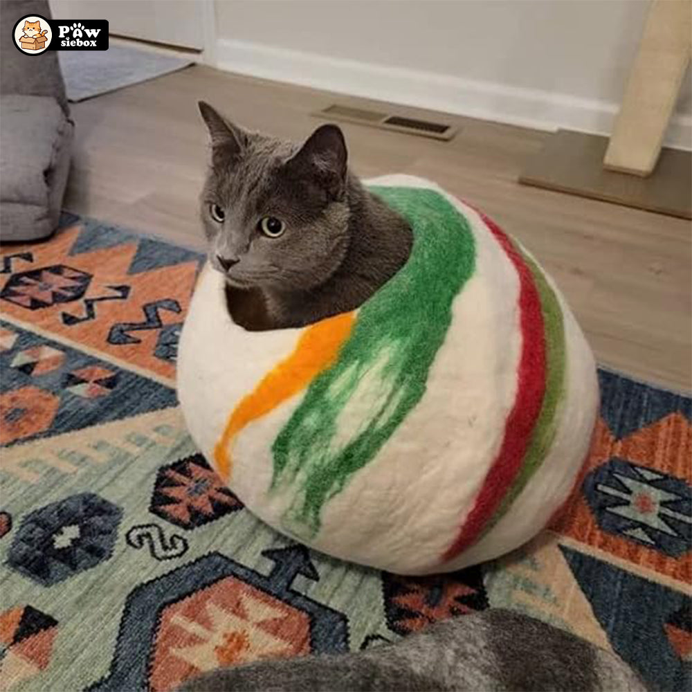 PawsieBox "Nimbus" Wool Felt Cat Cave