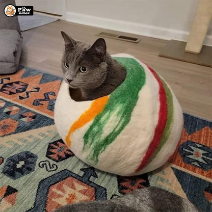 PawsieBox "Nimbus" Wool Felt Cat Cave