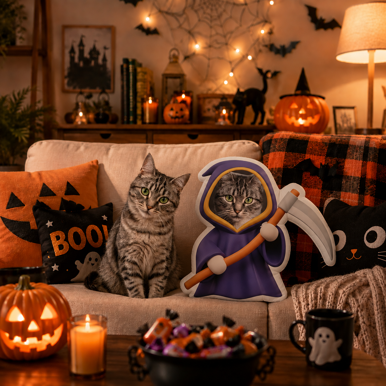 Halloween Costume 2026 Personalized Cat Photo Pillow