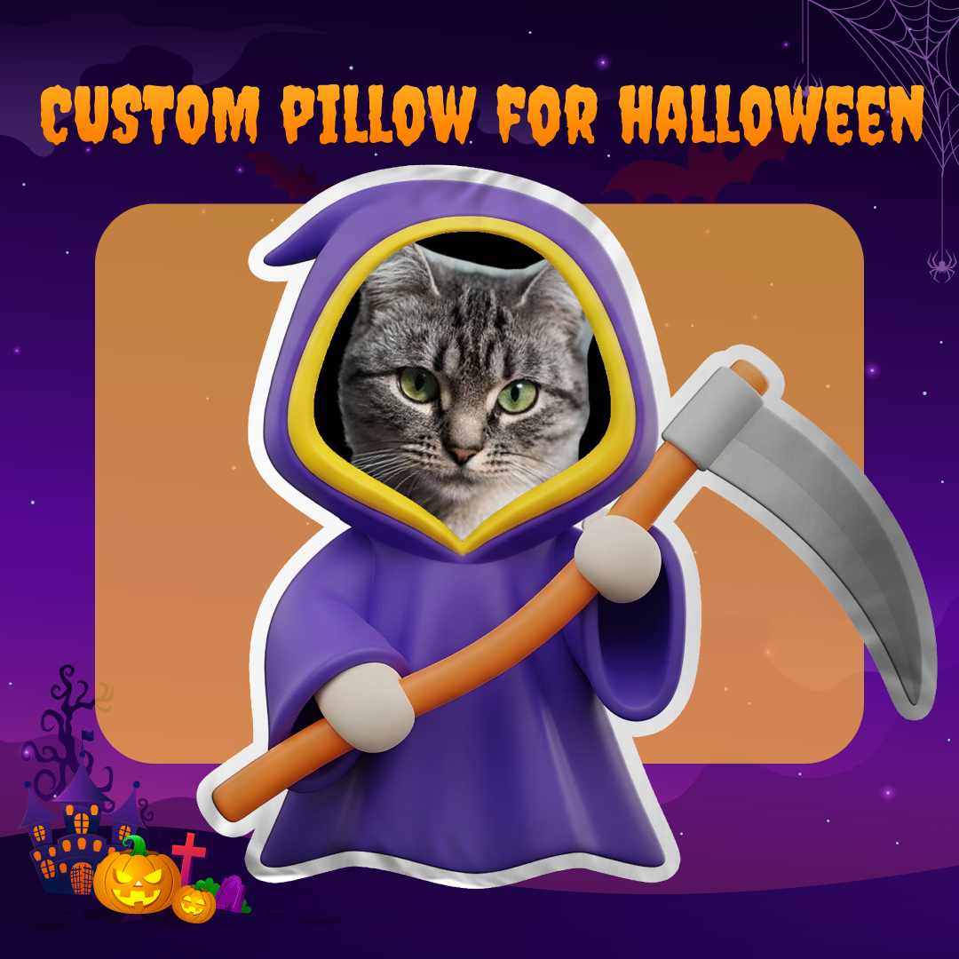 Halloween Costume 2026 Personalized Cat Photo Pillow