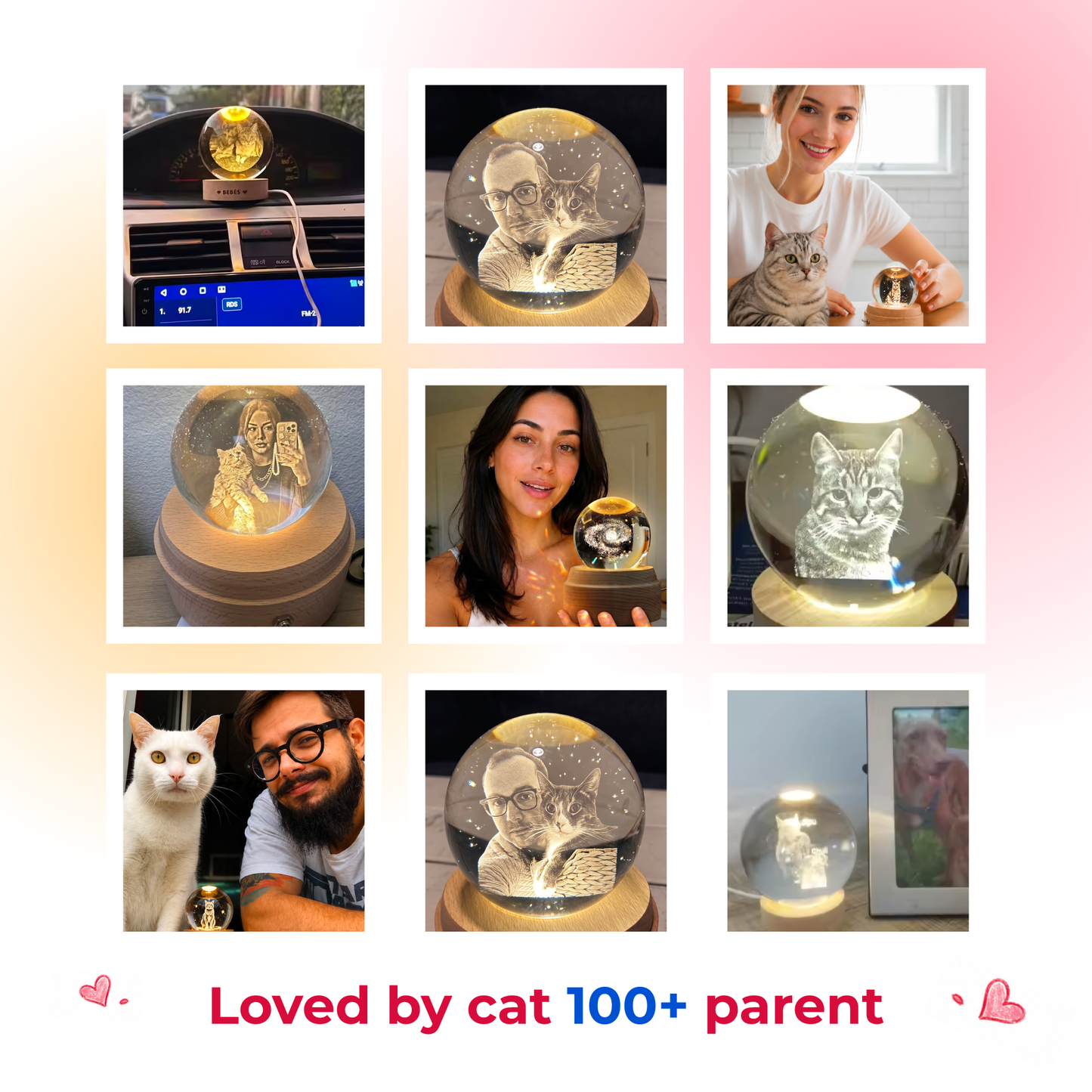 Pawsiebox "Aria" Personalized 3D Laser Engraved Crystal Ball
