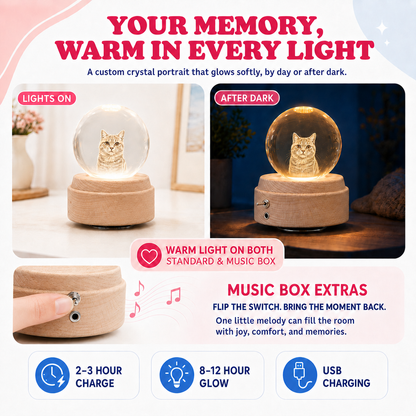 Pawsiebox "Aria" Personalized 3D Laser Engraved Crystal Ball